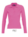 Dames Polo Lange Mouw Podium Sols 11317 Flash Pink
